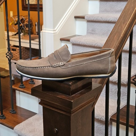 1901 Men's Leather/Nubuck Loafers, Gray, Sz 13 - Picture 9 of 16